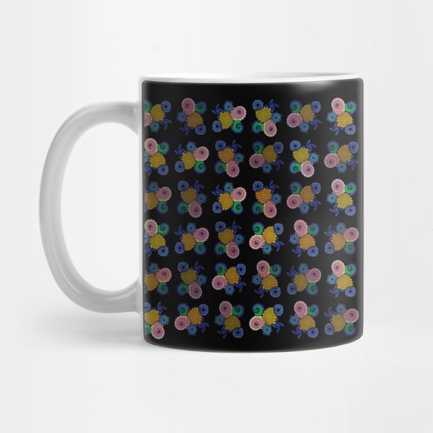 Bright Spiral Floral Cross  Pattern by Kanika Behari Studio